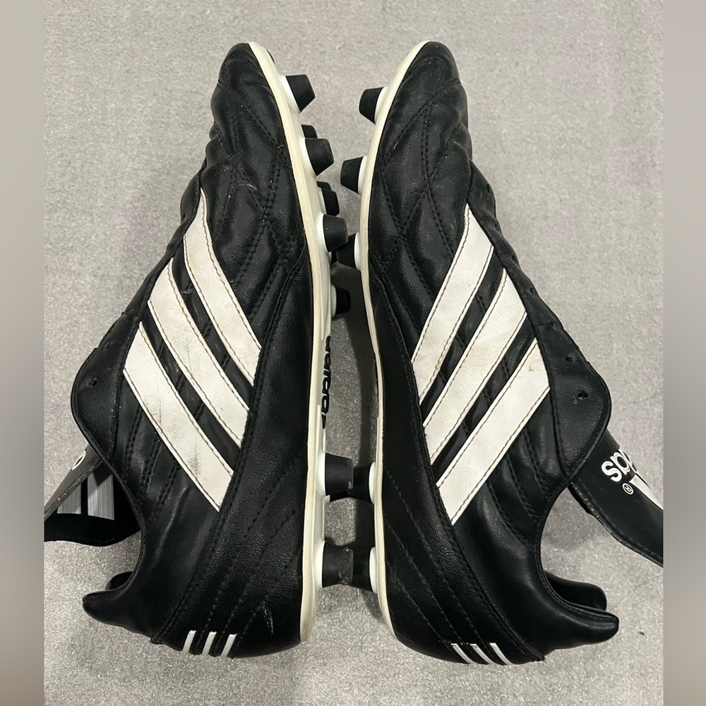 [US8] Vintage Adidas Men's Black and White Leather Cleats Soccer Football - Picture 2 of 6